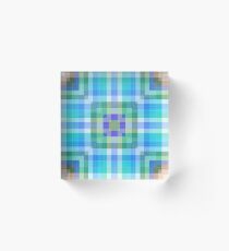 Bright Blue Plaid Geometric Acrylic Block