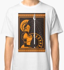 palas athena minerva greek roman mythology goddess orange and black old plate painting Classic T-Shirt
