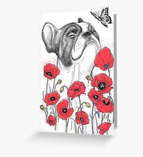 Pug in flowers Grußkarte