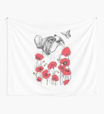 Pug in flowers Wall Tapestry