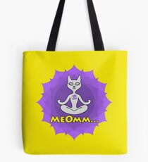 Meditating Cat, mandala and Meomm Sign for yoga Tote Bag