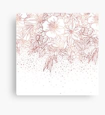 Rosen-Gold Hand gezeichnete Blumengekritzel und -Konfettidesign Leinwanddruck