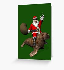 Santa Claus Riding A Walrus Greeting Card