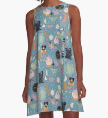 Lunar Pattern: Blue Moon A-Line Dress