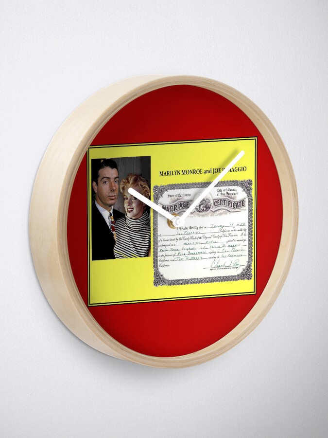 Alternate view of MARILYN MONROE and JOE DiMAGGIO : Wedding Print Clock