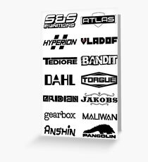 Borderlands Weapon Manufacturers Greeting Card