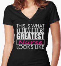 Worlds Greatest Nurse Women's Fitted V-Neck T-Shirt
