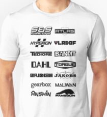 Borderlands Weapon Manufacturers Unisex T-Shirt