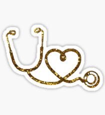Stethoscope Gold Sparkle Sticker