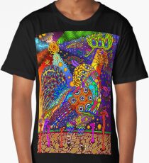 Psychedelic Trippy Rooster Color Long T-Shirt