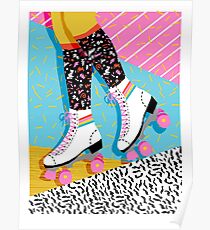 Steeze - 80s retro throwback rollerskating rink neon memphis 1980's vibes Poster