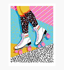 Steeze - 80s retro throwback rollerskating rink neon memphis 1980's vibes Photographic Print