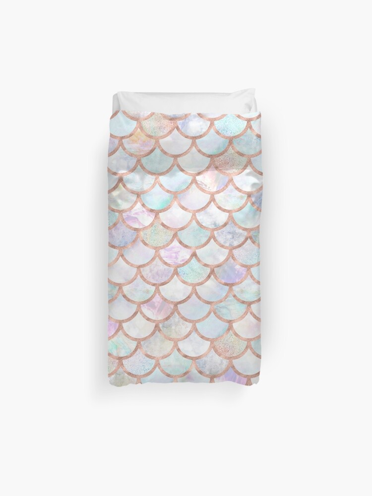 Girly Mermaid Scales Pastel Pattern Duvet Cover By Blueskywhimsy