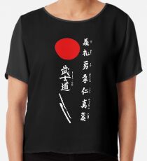 Bushido und japanische Sonne (weißer Text) Chiffontop