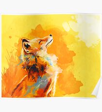 Glückseliges Licht - Fox-Illustration, Tierporträt, inspirierend Poster