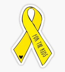 Yellow Awareness Ribbon – For the Kids (Handwritten) Sticker