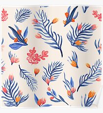 Succulent garden pattern on cream Poster