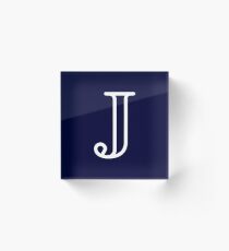 Navy Blue Simple Monogram J Acrylic Block