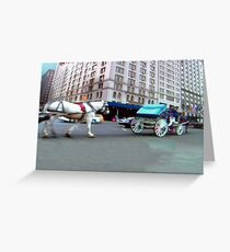 NY City, buildings, horse and carrage Greeting Card