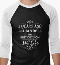 Funny 2nd Wedding Anniversary Shirts For Couples. Funny Wedding Anniversary Gifts Men's Baseball ¾ T-Shirt