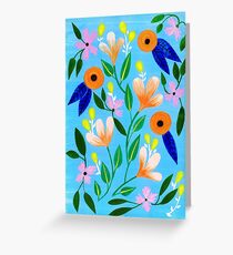 Flowers on blue Greeting Card