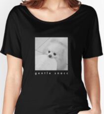 Camiseta ancha para mujer Perro de tortilla Snacc suave - texto blanco