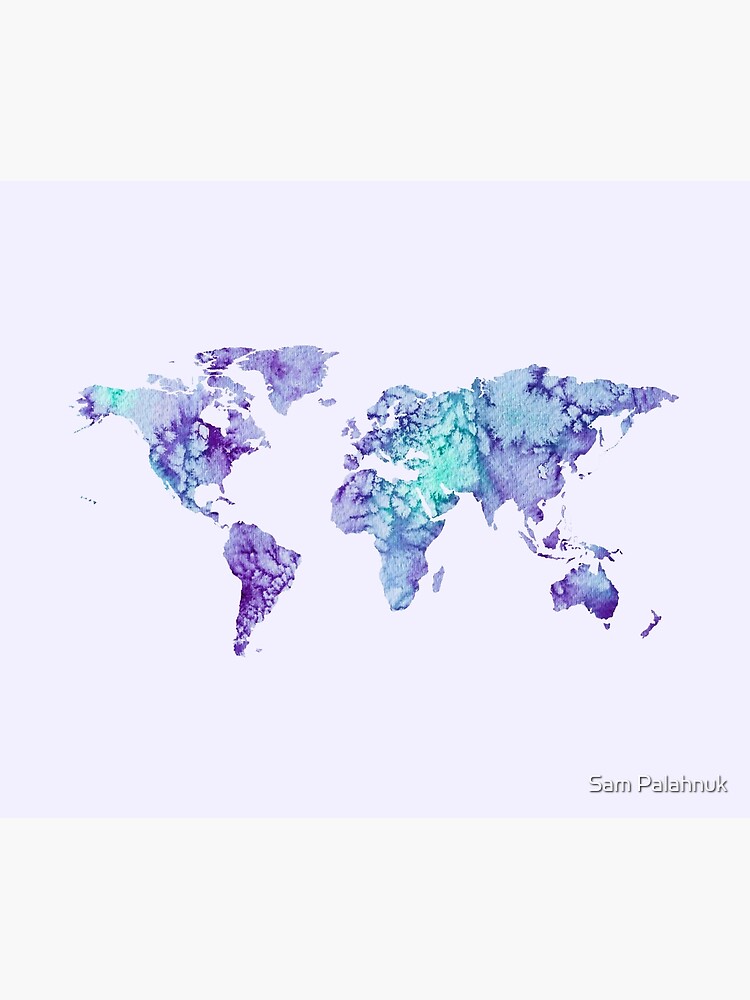World Map: purple and green watercolor design by sampalahnukart