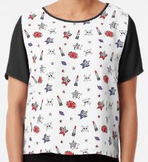 Schädel und Lippenstifte Chiffontop
