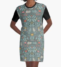 Swedish Folk Cats Graphic T-Shirt Dress