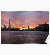 Silhouette of Tower Bridge London at Sunset Poster