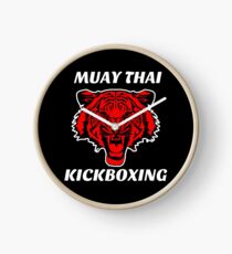 Muay thai kickboxing red tiger Clock