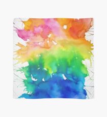 Rainbow Watercolor Paint Splash Art Scarf