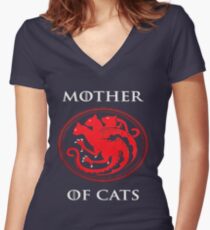 MOTHER OF CATS-GAME OF THRONES Women's Fitted V-Neck T-Shirt