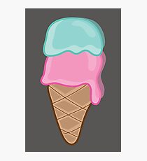 I Love Retro Strawberry and Mint Ice-Cream Photographic Print
