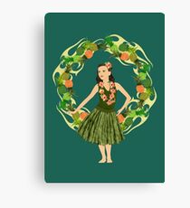 Hula Pineapple Wreath Canvas Print