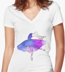 ballerina figure, watercolor Fitted V-Neck T-Shirt