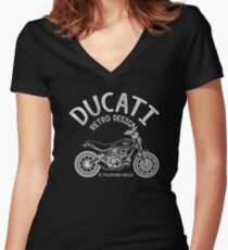Ducati Vintage Motorcycle Women's Fitted V-Neck T-Shirt