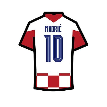 Modric #10 CRO Red White Blue Football Jersey ' Sticker for Sale by  Millustgfx