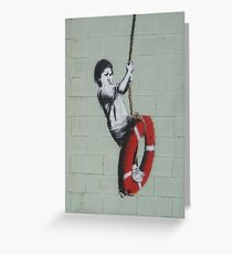 BANKSY, Graffiti Artist, Street Artist, Swinger, in New Orleans Greeting Card