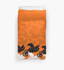 Orange dirt bike motocross racing Duvet Cover