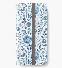 Blue flowers pattern iPhone Wallet/Case/Skin