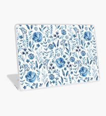 Blaues Blumenmuster Laptop Folie