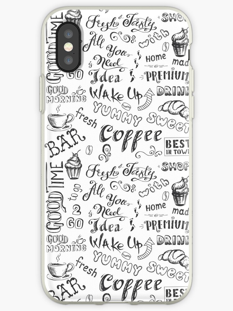 Coffee Hand Drawn Cute Background Iphone Case By Naum100