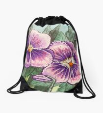 Pansy Painting Drawstring Bag