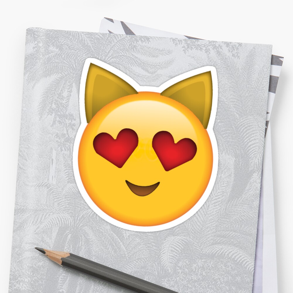 Cat Ears Heart Eyes Secret Emoji Funny Internet Meme Stickers By