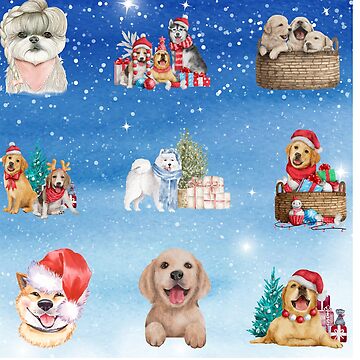 Cute Christmas Dog Wearing a Santa Claus Hat with Christmas Gifts Sticker  for Sale by PoshPeels