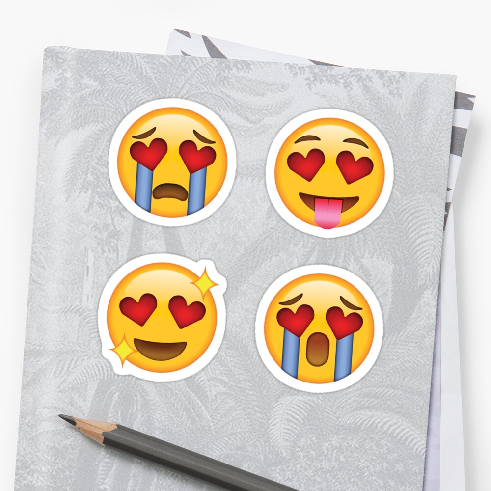 Heart Eyes Secret Emoji 4 Pack Funny Internet Meme Stickers By