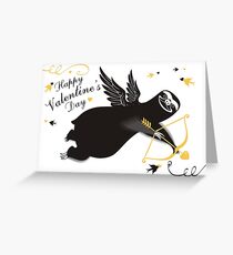 Funny sloth cupid bow arrow Valentines Day Greeting Card