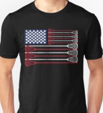 Vintage Flag > US Flag Made of Lacrosse Balls + Bats > Laxing Slim Fit T-Shirt