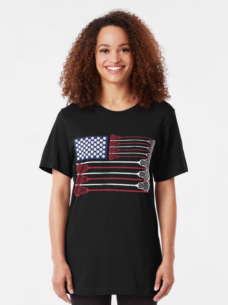 Alternative Ansicht von Vintage Flag > US Flag Made of Lacrosse Balls + Bats > Laxing Slim Fit T-Shirt